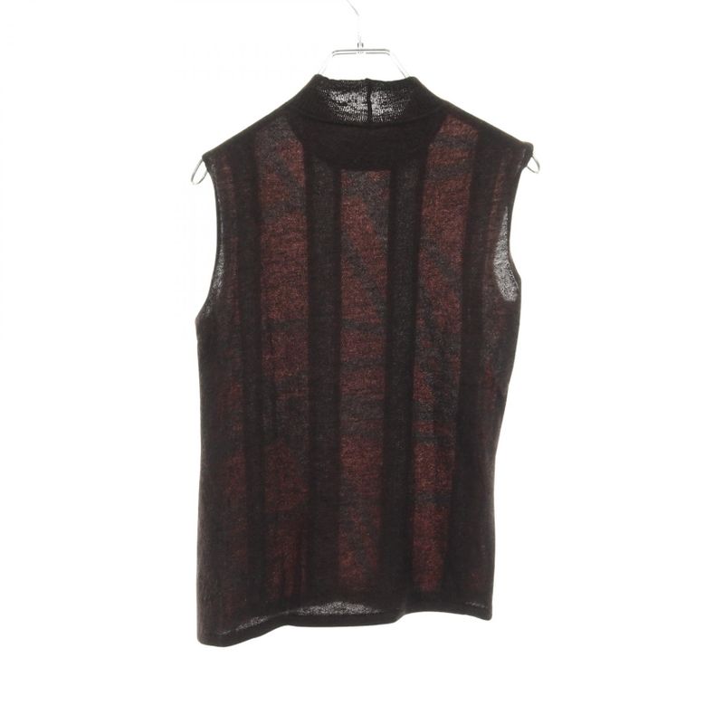 Hermes Knit Bolduc Ribbon Orange X Brown Silk Cashmere Top Women's Used C