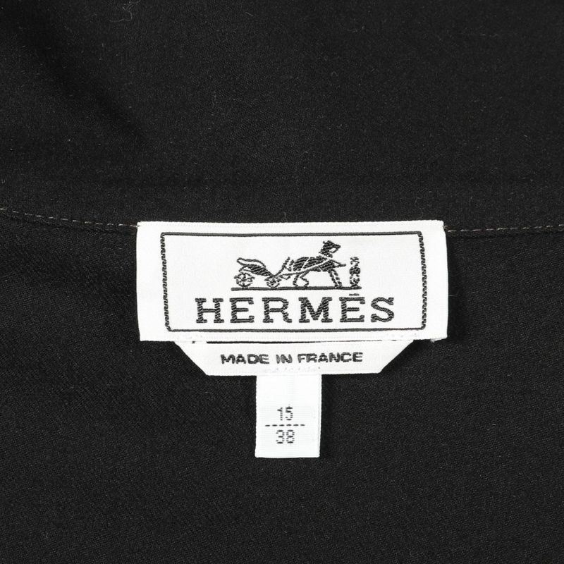 Hermes Cardigan Zip Up H566140 Black Cotton Zip Up Shirt Blouson Mens Unused