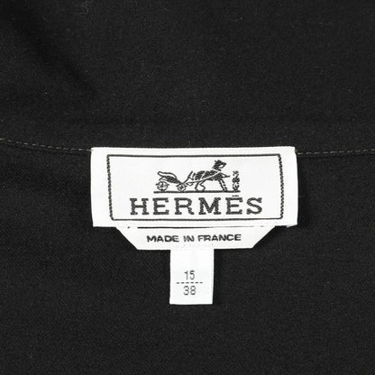 Hermes Cardigan Zip Up H566140 Black Cotton Zip Up Shirt Blouson Mens Unused