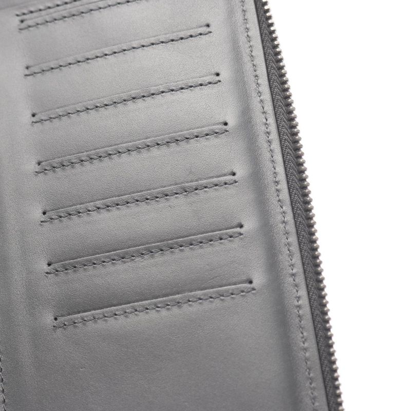 Bottega Veneta Round Long Wallet Intrecciato Dark Gray Leather Intrecciato