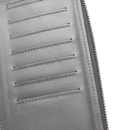 Bottega Veneta Round Long Wallet Intrecciato Dark Gray Leather Intrecciato