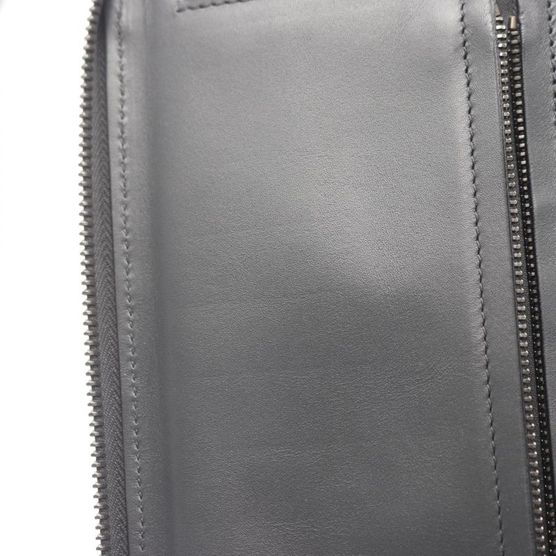 Bottega Veneta Round Long Wallet Intrecciato Dark Gray Leather Intrecciato