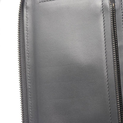 Bottega Veneta Round Long Wallet Intrecciato Dark Gray Leather Intrecciato