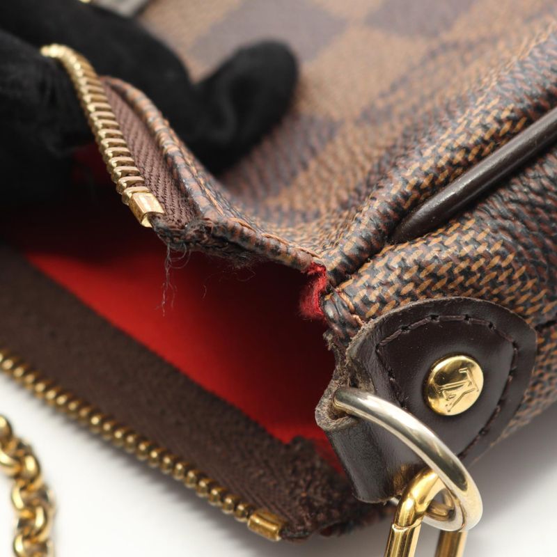 Louis Vuitton Handbag Eva Damier Ebene N55213 PVC Coated Canvas Leather Eva