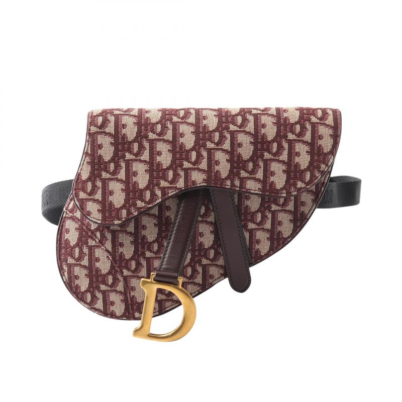 Dior Waist Bag Saddle Oblique Bordeaux Canvas Leather Oblique Saddle Flat Belt