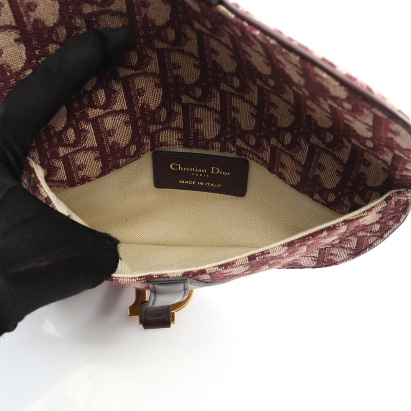 Dior Waist Bag Saddle Oblique Bordeaux Canvas Leather Oblique Saddle Flat Belt