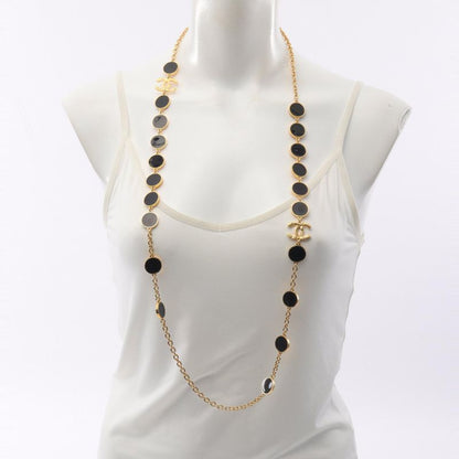 Chanel Necklace Coco Mark GP (gold Plated) Enamel Long Necklace L24c Ladies