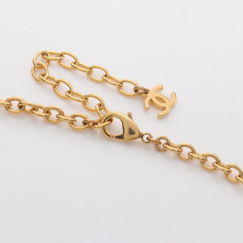 Chanel Necklace Coco Mark GP (gold Plated) Enamel Long Necklace L24c Ladies