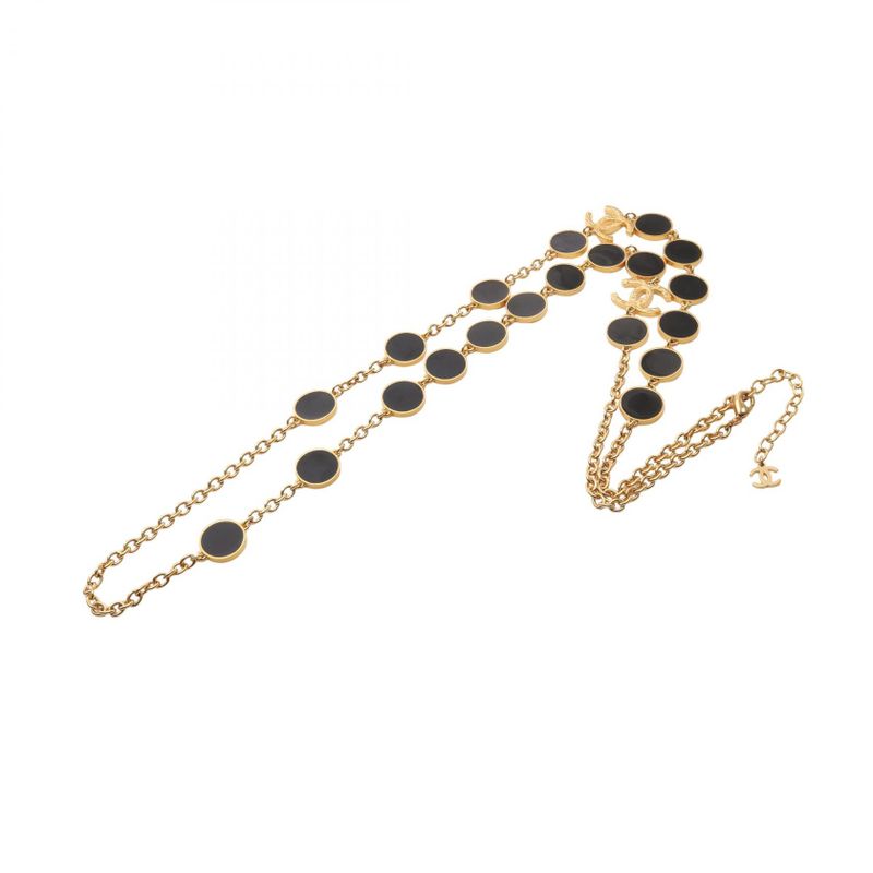 Chanel Necklace Coco Mark GP (gold Plated) Enamel Long Necklace L24c Ladies