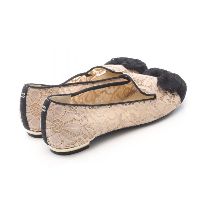 Chanel Beige Black Other Slip-on Women's Used a