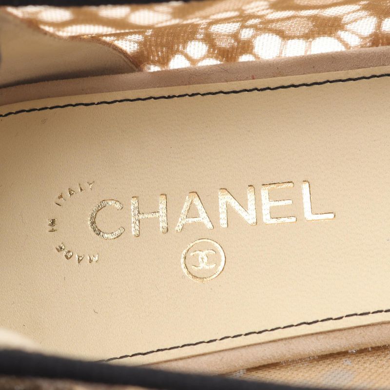 Chanel Beige Black Other Slip-on Women's Used a