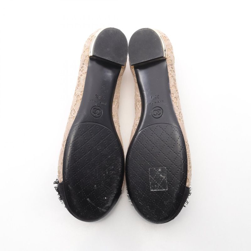 Chanel Beige Black Other Slip-on Women's Used a