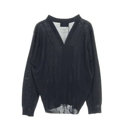 Prada Cardigan Dna00s Navy Wool Knit Cardigan Women's Never Used