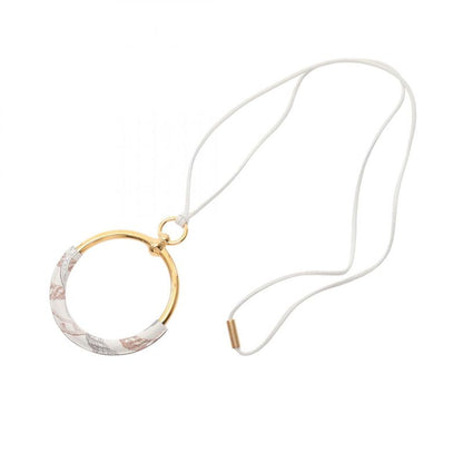 Hermes Necklace Loop Grand Della Cavalleria White GP (gold Plated) Leather Loop