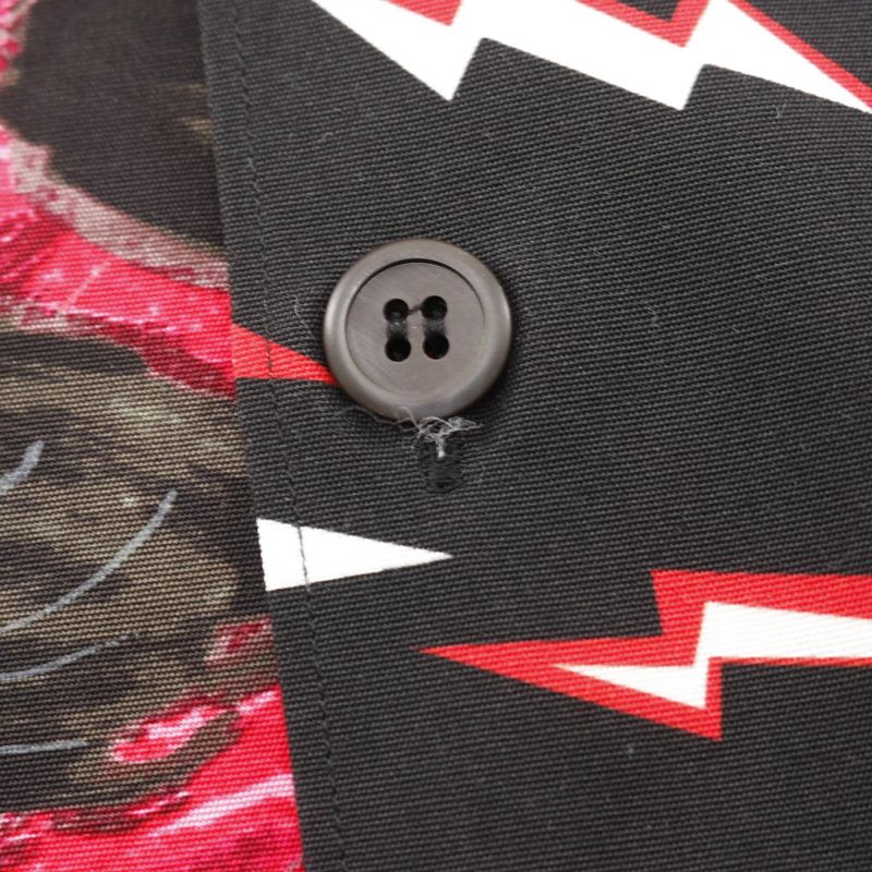 Prada Double Match Ucs319 Red Bk Cotton Shirt Men's Used a