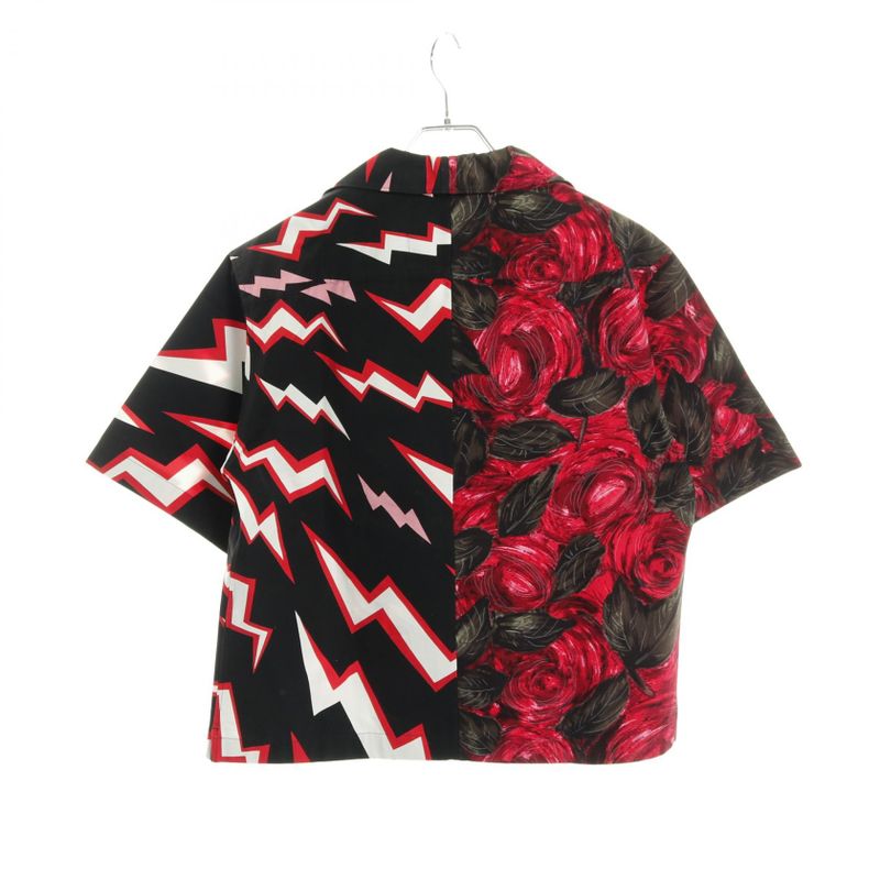 Prada Double Match Ucs319 Red Bk Cotton Shirt Men's Used a