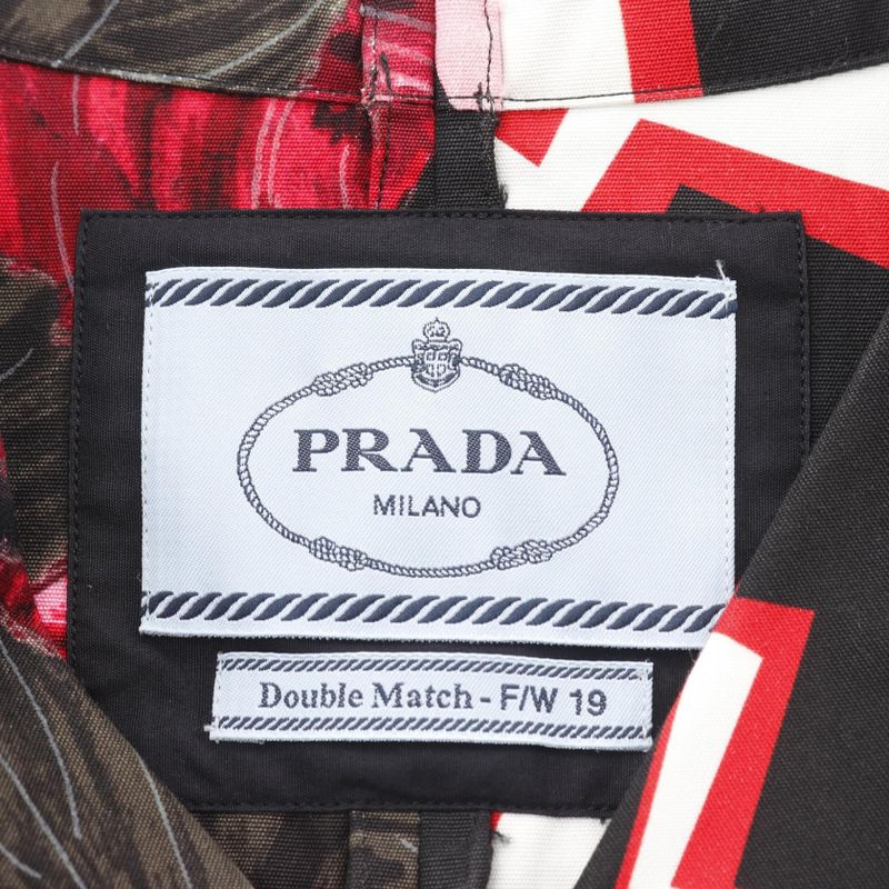Prada Double Match Ucs319 Red Bk Cotton Shirt Men's Used a