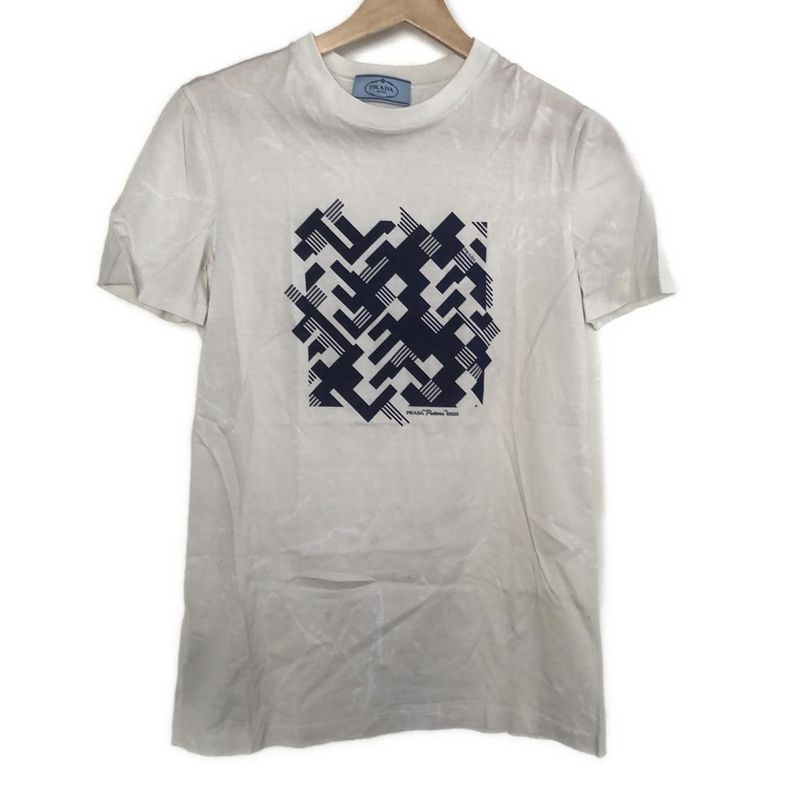 Prada Short Sleeve T-Shirt Size XS Women - White and Navy Crew Neck