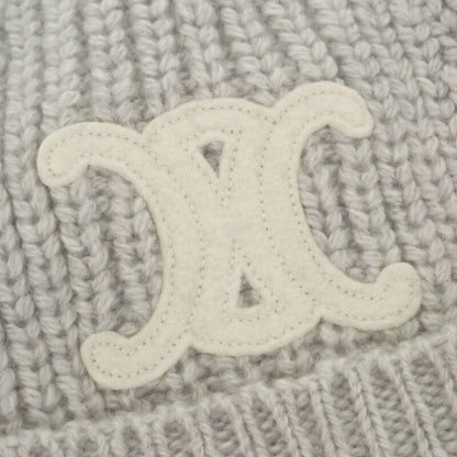 Celine Triomphe 2aa32384d Knit Cap Hat Cashmere Gray Men Ladies Unisex Fall