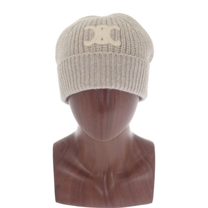 Celine Triomphe 2aa32384d Knit Cap Hat Cashmere Gray Men Ladies Unisex Fall