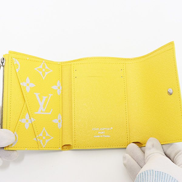 Louis Vuitton Victor Wallet Monogram Glow Canvas Gray Yellow Compact