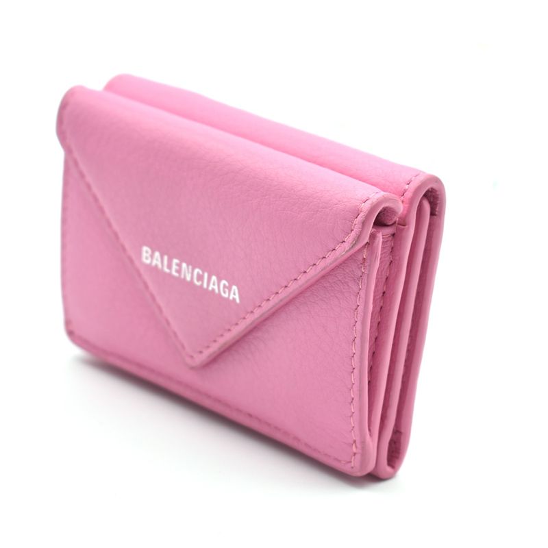 Balenciaga Trifold Wallet Paper Mini Wallet Pink Leather 62bs009