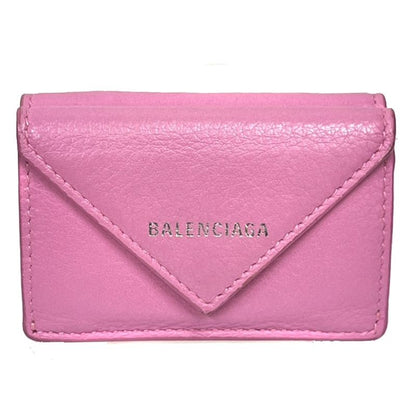 Balenciaga Trifold Wallet Paper Mini Wallet Pink Leather 62bs009