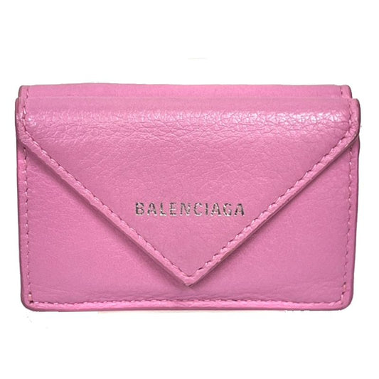 Balenciaga Trifold Wallet Paper Mini Wallet Pink Leather 62bs009