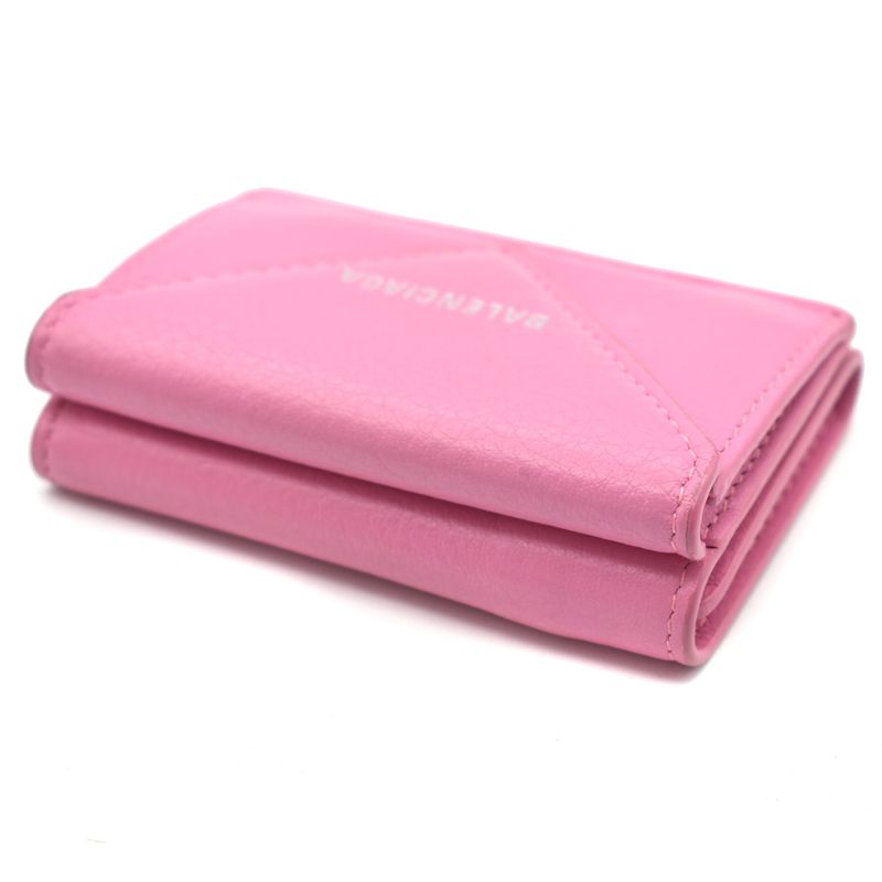 Balenciaga Trifold Wallet Paper Mini Wallet Pink Leather 62bs009