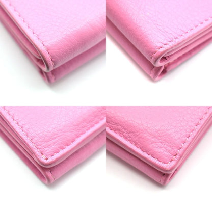 Balenciaga Trifold Wallet Paper Mini Wallet Pink Leather 62bs009