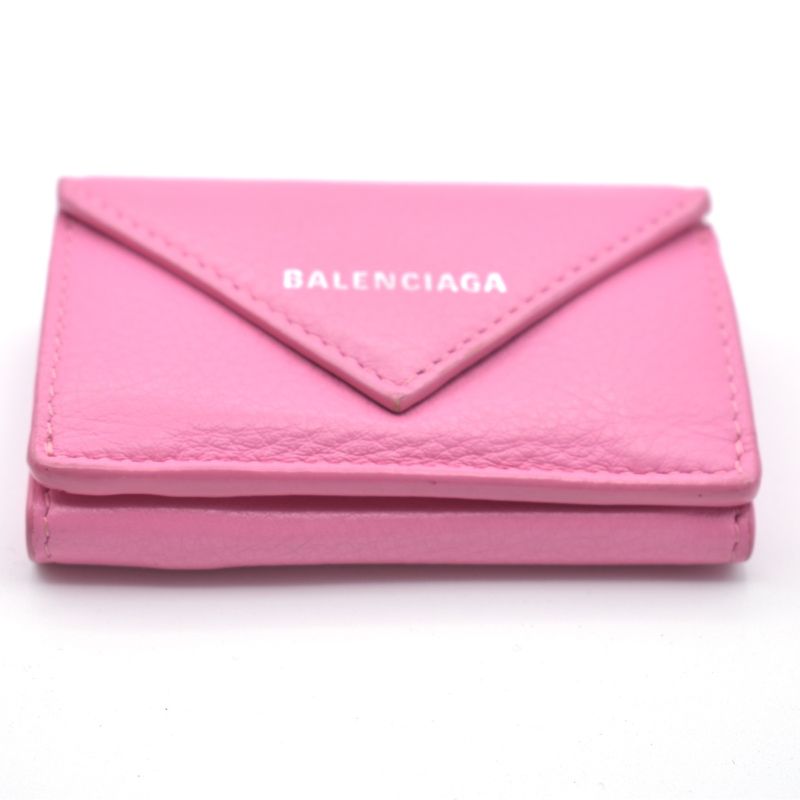 Balenciaga Trifold Wallet Paper Mini Wallet Pink Leather 62bs009