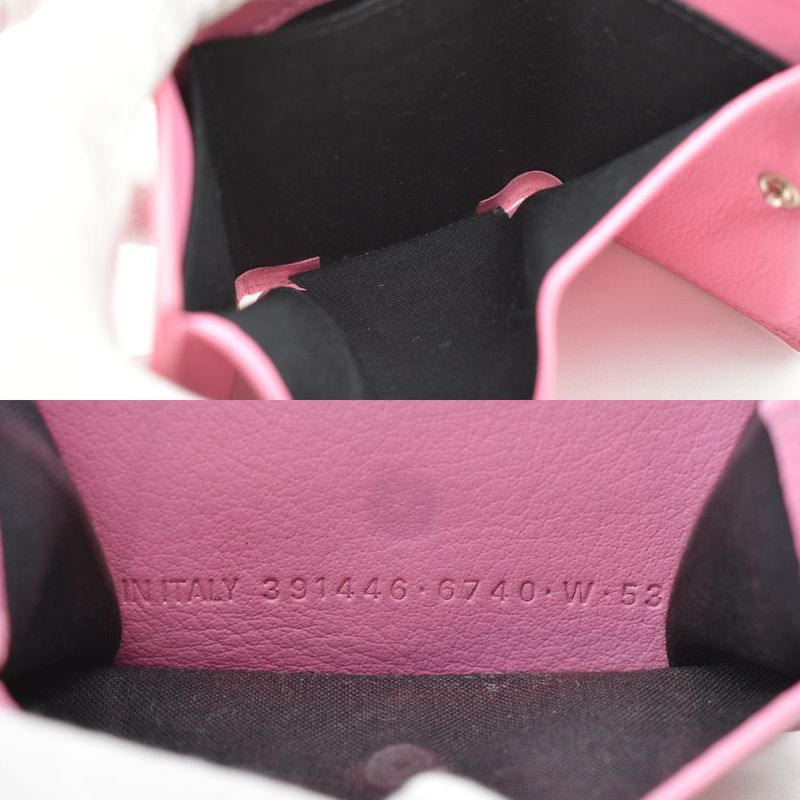 Balenciaga Trifold Wallet Paper Mini Wallet Pink Leather 62bs009