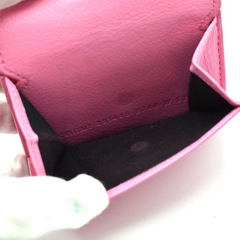 Balenciaga Trifold Wallet Paper Mini Wallet Pink Leather 62bs009
