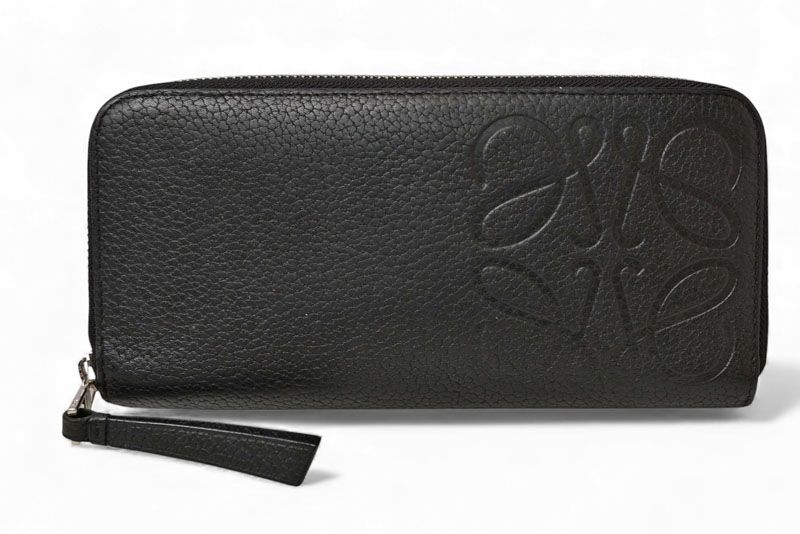 Loewe Wallet Loewe Long Wallet ZIP Around Anagram Grain Calf Leather Black
