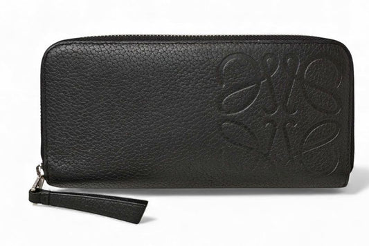 Loewe Wallet Loewe Long Wallet ZIP Around Anagram Grain Calf Leather Black