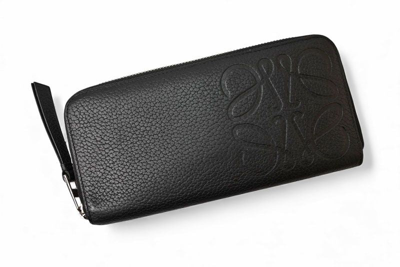 Loewe Wallet Loewe Long Wallet ZIP Around Anagram Grain Calf Leather Black
