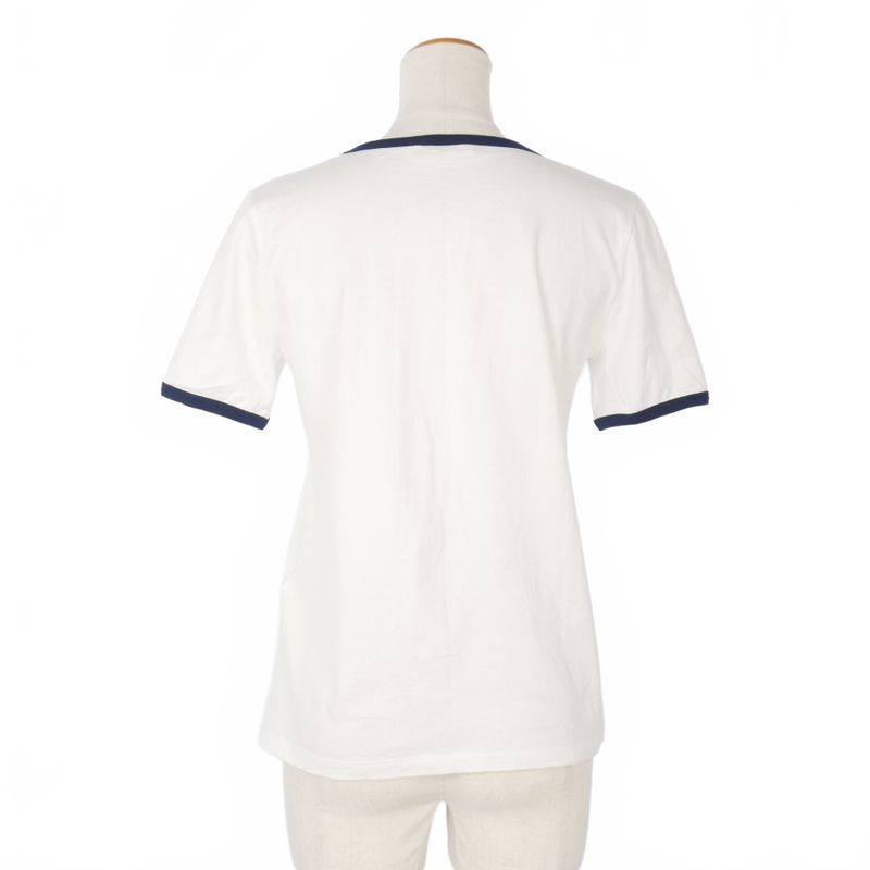 Celine Triomphe Logo Print T-shirt Short Sleeves Piping XS White