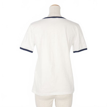 Celine Triomphe Logo Print T-shirt Short Sleeves Piping XS White