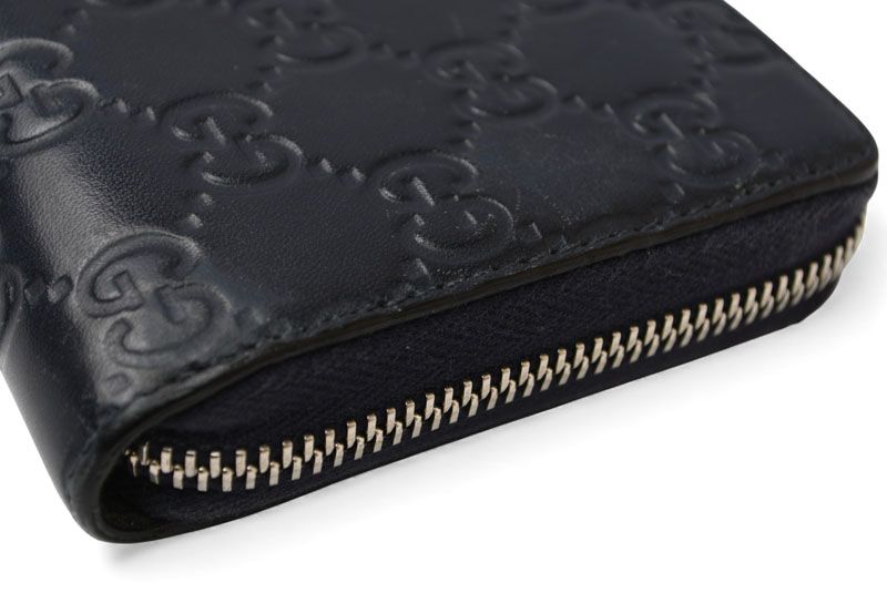 Gucci Wallet Gucci Long Wallet Round Zipper Webline Guccissima Dark Navy Red