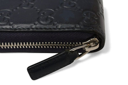 Gucci Wallet Gucci Long Wallet Round Zipper Webline Guccissima Dark Navy Red