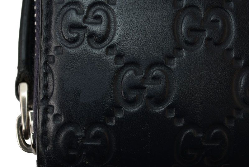 Gucci Wallet Gucci Long Wallet Round Zipper Webline Guccissima Dark Navy Red