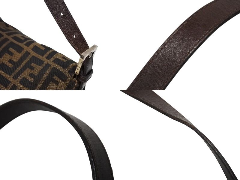 Fendi Mamma Baguette Shoulder Bag Zucca Pattern Cotton Canvas Brown Silver — view 6