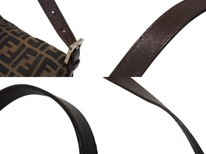 Fendi Mamma Baguette Shoulder Bag Zucca Pattern Cotton Canvas Brown Silver — view 6