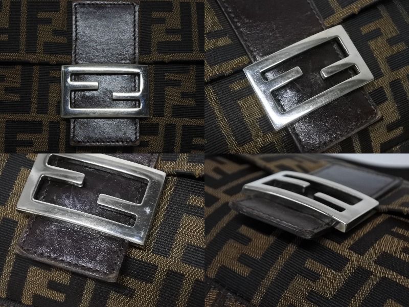 Fendi Mamma Baguette Shoulder Bag Zucca Pattern Cotton Canvas Brown Silver — view 7