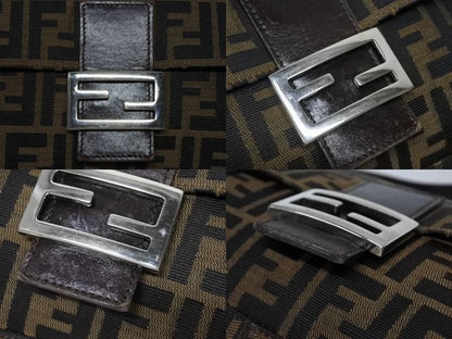 Fendi Mamma Baguette Shoulder Bag Zucca Pattern Cotton Canvas Brown Silver — view 7