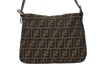 Fendi Mamma Baguette Shoulder Bag Zucca Pattern Cotton Canvas Brown Silver — view 3