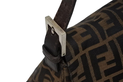Fendi Mamma Baguette Shoulder Bag Zucca Pattern Cotton Canvas Brown Silver — view 5