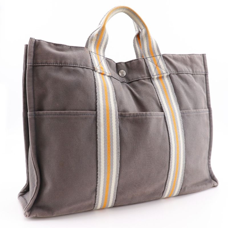 Hermes Fourre Tout MM Ginza Limited Edition Tote Bag Cotton Canvas Gray Unisex