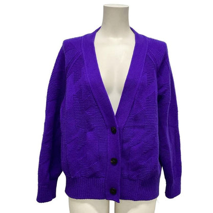 Hermes Size 40 M Women's College Small Fit Knit Purple Wool