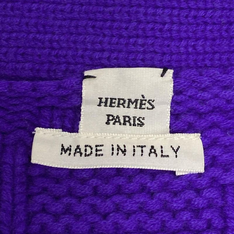 Hermes Size 40 M Women's College Small Fit Knit Purple Wool
